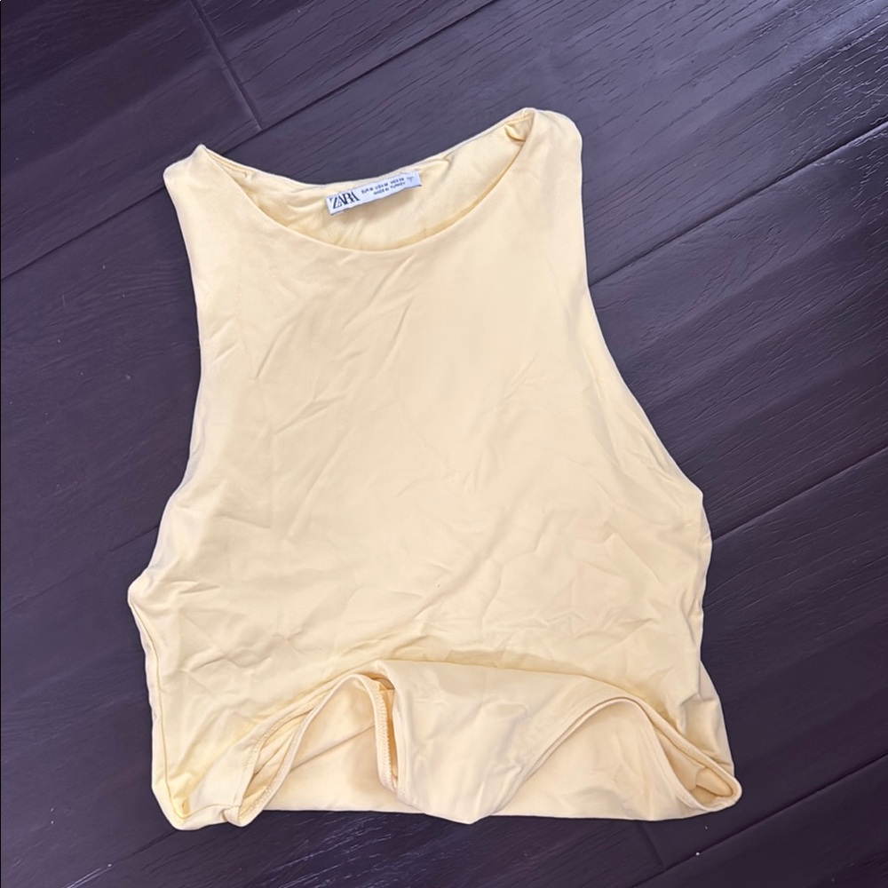 Zara Cream Orange Sleeveless Crop Tank Top